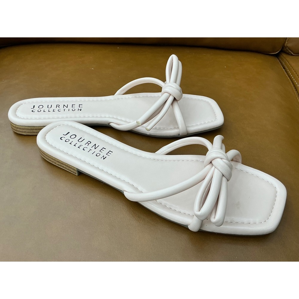 Journee Collection Soma Sandals Womens 7 Pink Excellent Knotted Square Toe Slide